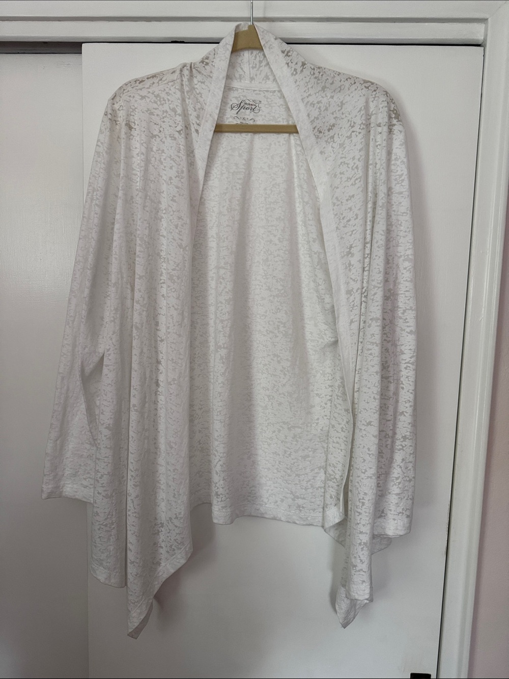 Style & Co. Sport Sheer White Open Front Cardigan